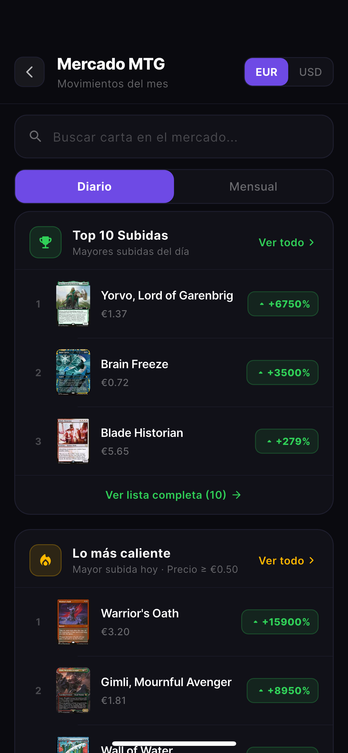 Mercado MTG en MTGtrading