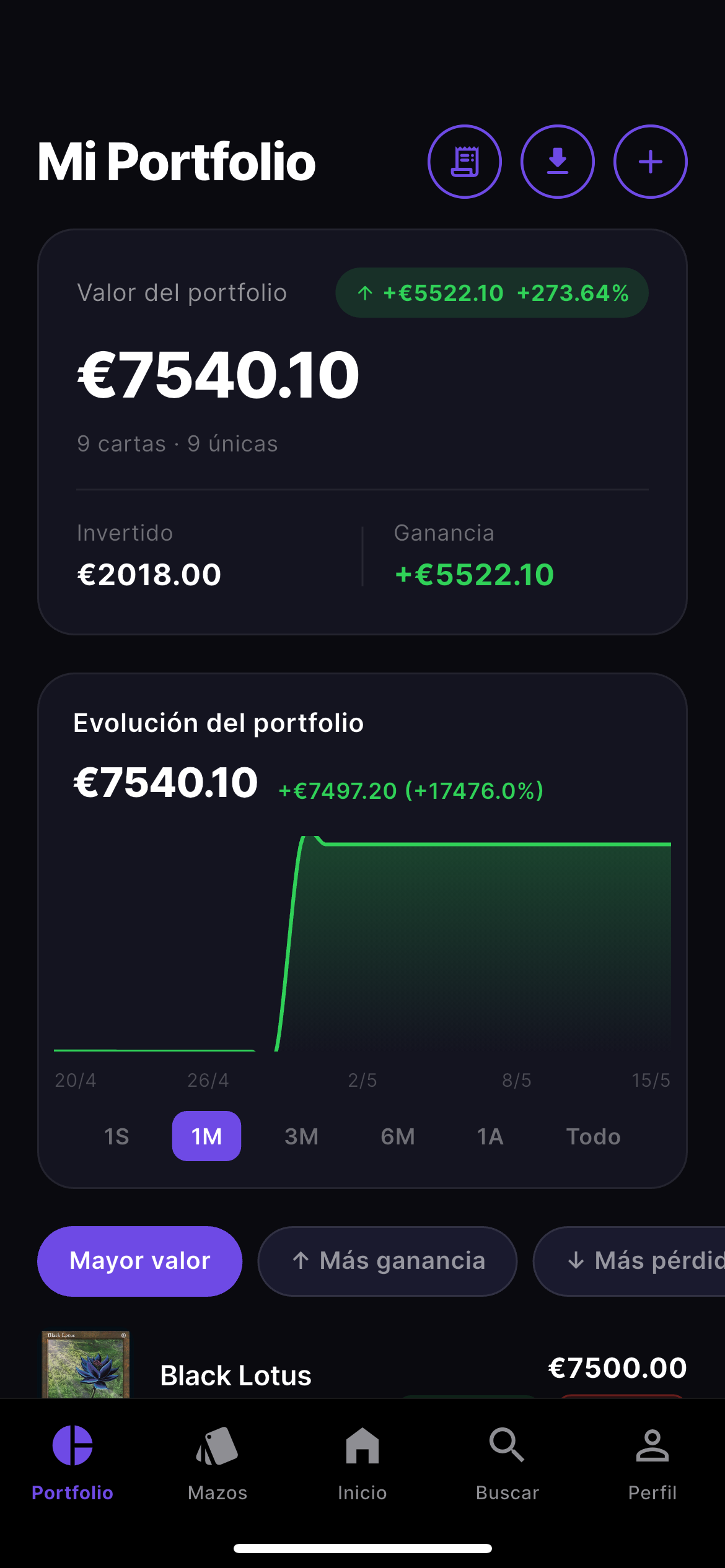 Mi Portfolio en MTGtrading
